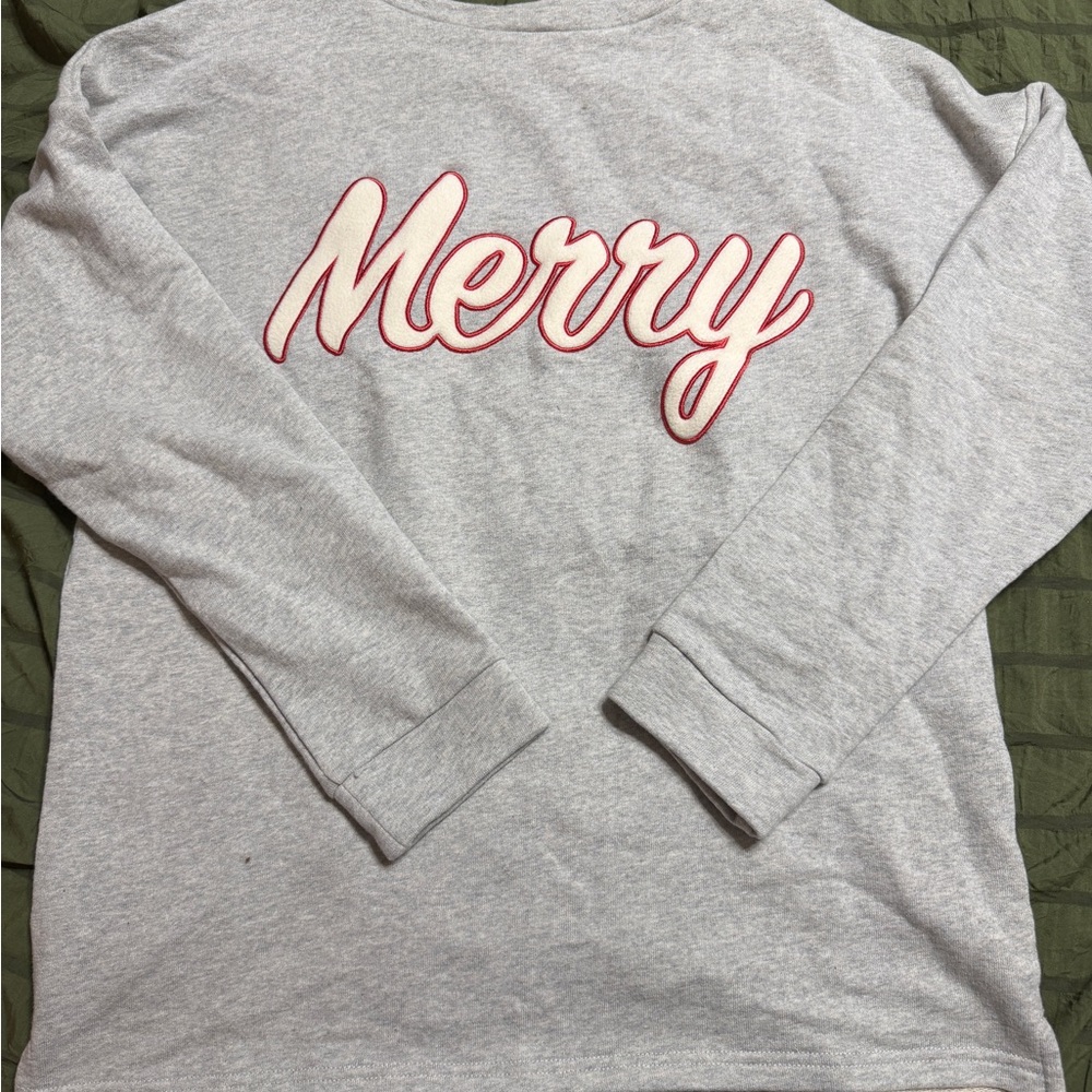 Gray 'Merry' Sweatshirt